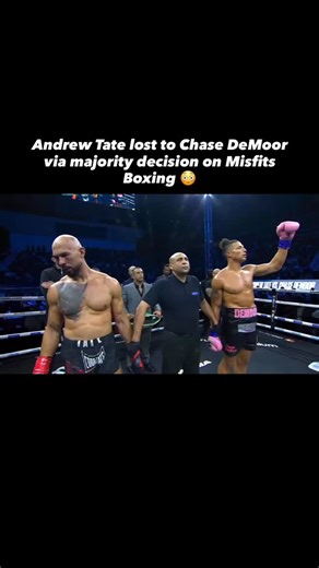 StarBuzz & Streamers on Instagram: "Andrew Tate took a surprising loss to Chase DeMoor in their Misfits Boxing bout, with the judges awarding a majority decision. Follow @theclipvaultofficial | The fight was competitive throughout, with both fighters having strong moments, but Chase’s pressure, activity, and control in key rounds ultimately made the difference. Fans were shocked by the outcome, sparking heavy debate online, with some praising DeMoor’s performance and others questioning the judge