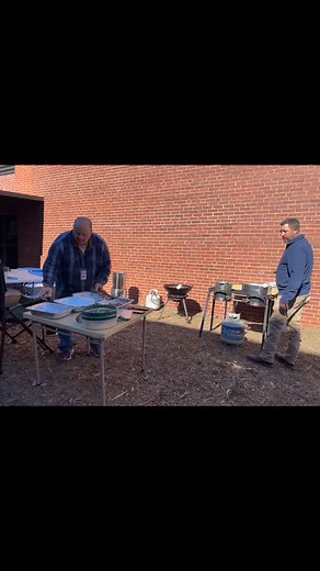 Sometimes it pays to have friends in low (county) places! Seventh grade Science teacher Robert Judice generously offered to prepare a meal for CAEMS staff, serving up fried turkey, pork loin, catfish, crawfish, gator, shrimp and fries, all staples from his Louisiana stomping ground. Mr. Judice, thank you for taking care of us with heaping plates of deliciousness! 🔴⚪️😋 | Clyde A. Erwin Middle