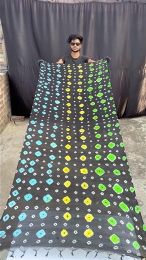 Easy shibori dupatta Tutorial multi- Yellow Green Blue “X” Pattern Tie Dye #youtubeshorts