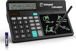 Calculator with Notepad 12 Digits Large Display, Touch Comfortable Calculator Big Buttons, Support Solar and Battery for Office, School, Home & Business