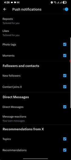 How to customize push notifications on X