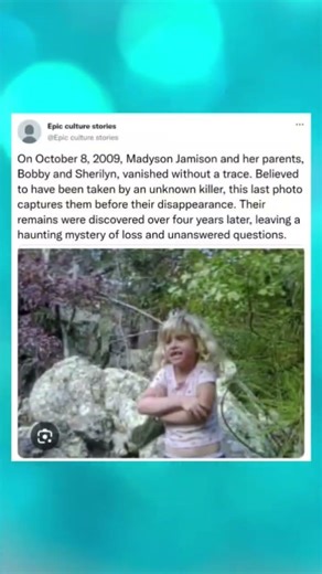 On October 8, 2009, Madyson Jamison and her parents