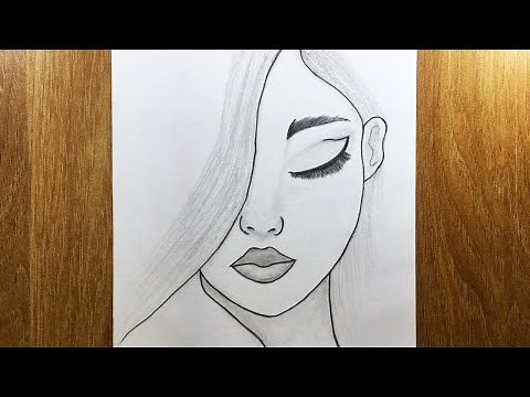 Cómo dibujar el rostro de una hermosa mujer con lápiz fácil || Dibuja un retrato de una linda chica