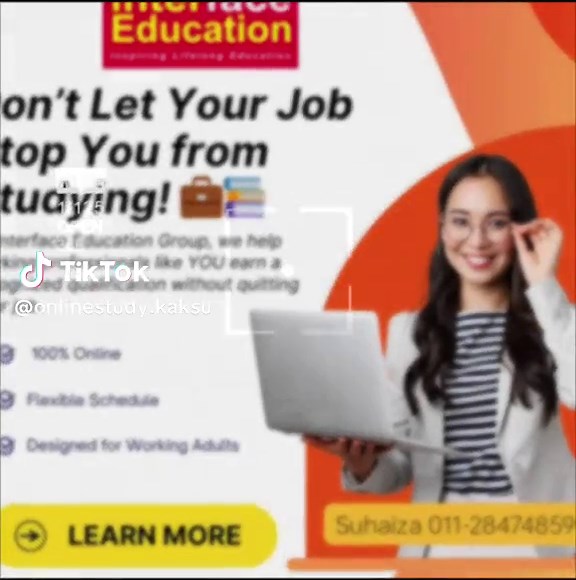 🎓 Your Education, Your Way — with Interface Education Group 💼📚 Looking to upskill, switch careers, or finally get that diploma or degree? We make higher education accessible, flexible, and truly possible — even for the busiest adults. 💪 At Interface Education Group, we partner with top Malaysian universities to offer: ✅ 100% online & part-time programmes ✅ Options from Diploma to Master’s level ✅ Affordable fees with PTPTN, KWSP & monthly instalments ✅ Study at your own pace — without quitti