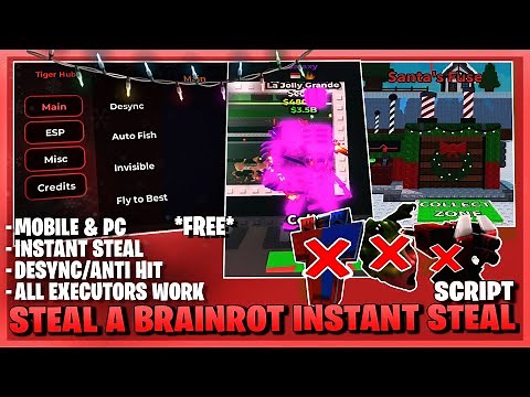 Steal A Brainrot Script *NO KEY* - Instant Steal, New Update, Desync, Anti Hit, Spawner & More! 🎄⭐