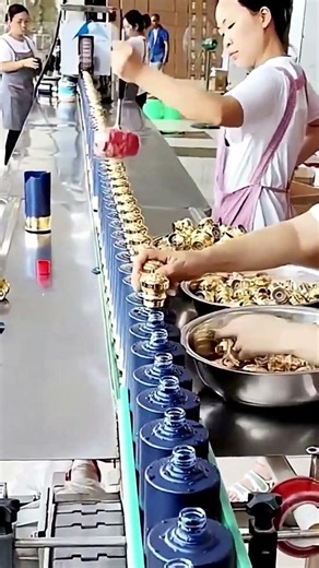 Manual Bottle Capping Process | Conveyor Line Packaging
