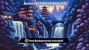 Animated Background Pixel Art | Japanese Castle by Waterfall Twitch Overlay | Vtuber Background | Animated Wallpaper | Just Chatting Screen - Etsy UK