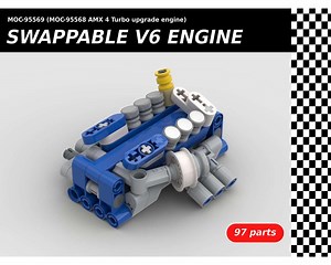 LEGO MOC-95569 Swappable turbocharged V6 engine (Technic 2021)