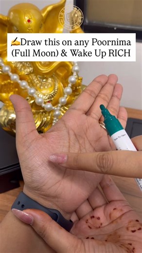 Poornima Ritual for Wealth and Blessings Poornima the sacred full moon night when Maa Lakshmi showers her divine grace on her devotees Try this simple ritual: Take a green pen and draw this symbol on your left palm after 11:30 PM. Chant “Shreem” three times while focusing on your intention for abundance After completing it, comment “11:11” to claim your wealth energy 💚 🕯️ Do not miss Poornima night. This is a powerful time for real and divine energy 🔮 Poornima ritual, Maa Lakshmi blessing, mo