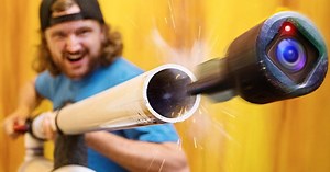 Guys Fire GoPro Out of an Air Cannon and Stabilize the Footage