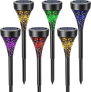 Lytmi Solar Lights Outdoor Waterproof 6 Pack, RGB Lights Color Changing, Solar Powered Outdoor Pathway Garden Lights Auto On Off, LED Landscape Lighting Decorative for Walkway Patio Yard (RGB Lights)