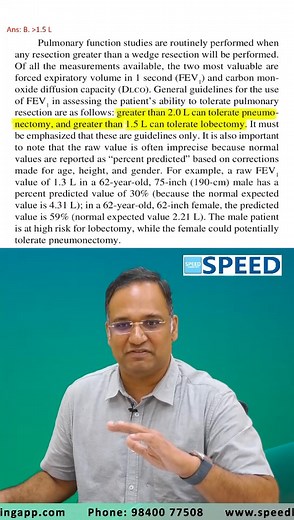 🌬️ PET & FEV1: Vital for Respiratory Health 🌬️ Pulmonary Exercise Testing (PET) and FEV1 are crucial for understanding lung health. 🫁✨ "PET evaluates your exercise tolerance, and FEV1 is essential for managing respiratory conditions." – Dr. K. Vinayak Senthil, M.Ch (CTVS) At SPEED Medical Group, we're committed to optimal respiratory care.#PulmonaryHealth #PET #FEV1 #DrKVinayakSenthil #SPEEDMedicalGroup #LungHealth #RespiratoryCare Dear Doctor ,🩺 Speed learning app Provides INI - SS and NEET