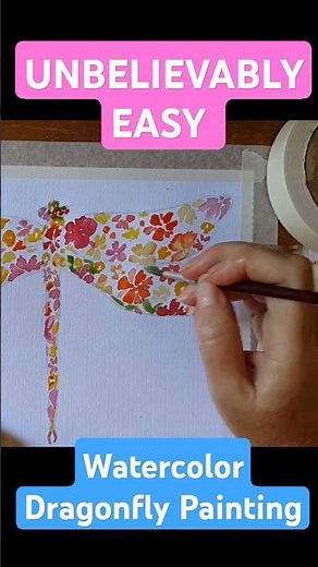 Paint a BEAUTIFUL Watercolor Floral Dragonfly in Minutes #art #shorts
