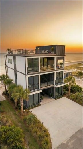 NICE BEACHFRONT VIEW WITH 3 STORY CONTAINER CONDO | FULL CONSTRUCTION TIMELAPSE #construction