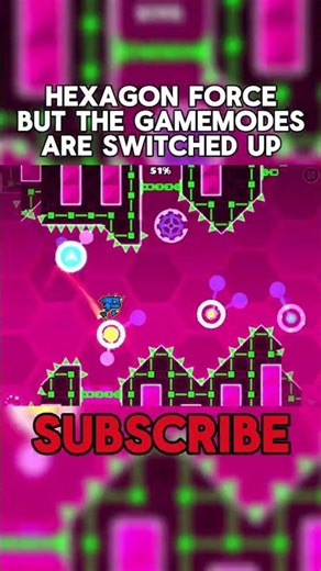 Hexagon Force but the Gamemodes are Switched Up! | Geometry Dash 2.2 #shorts