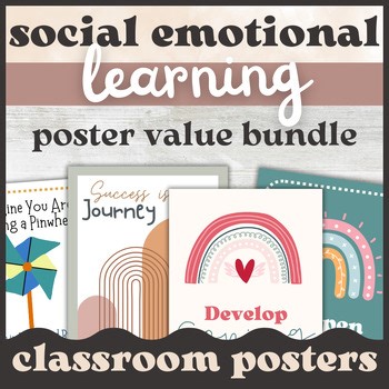 SEL Poster Bundle Classroom Decor Bulletin Board Calm Down Mindfulness Mindset