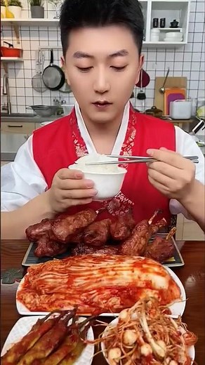 Korean Food Mukbang Challenge | Eat With Me #foodshorts #shortsvideo #KoreanFood