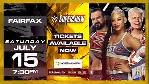 🚨 Where you at on 7/15? 🚨 WWE Supershow comes to EagleBank Arena with Cody Rhodes, Kevin Owens, Bianca Belair, & more! Tickets start at $20 and are on sale now- http://ms.spr.ly/6180gGlKO 🎟️ | WWE