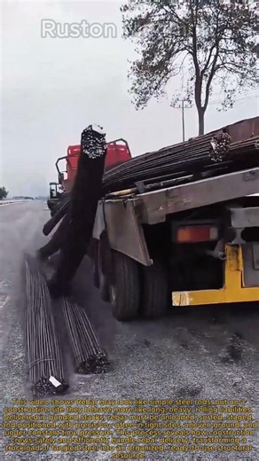 Construction Site Logistics: Rebar Delivery and Unloading Handling Steel Rebar on Site