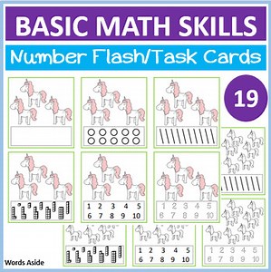 Basic Math Skills Numbers Center Flash Task Cards