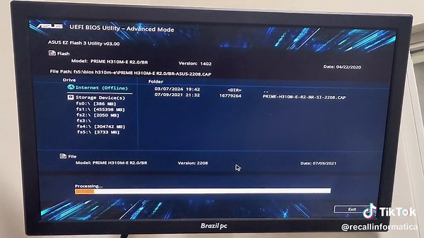 Atualização da BIOS da Placa Mãe Asus Prime H310M-E