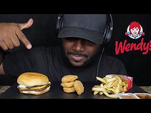 ASMR WENDYS BACON DOUBLE STACK, FRENCH FRIES & CHICKEN NUGGETS. MUKBANG. (NO TALKING) TCASMR