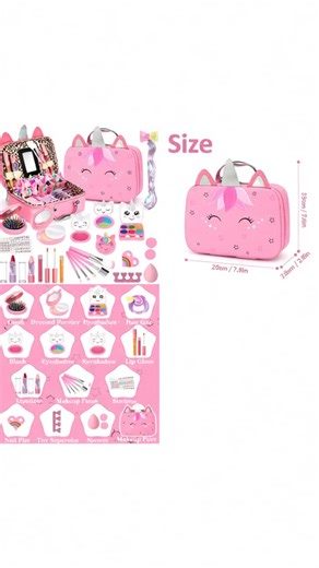 Girls Washable Makeup Toy Set, Unicorn Design Cosmetic Accessories, Perfect for Dress-Up & Role-Playing, Ideal for Ages 6 #blythedollmakeup #makeupkit #toddlervanity #littlegirlvanity #magicpocketlazymakeupbag #teachthismommakeup #playmakeupkit #makeupshelf #makeupvanitydesk #childrenshousetoys