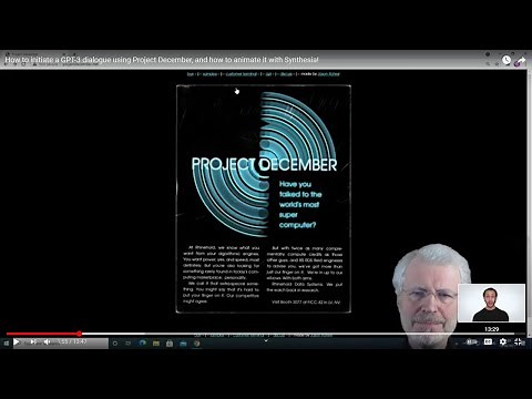 Outdated: (Initiating a GPT-3 dialogue using Project December & animating it with Synthesia!)