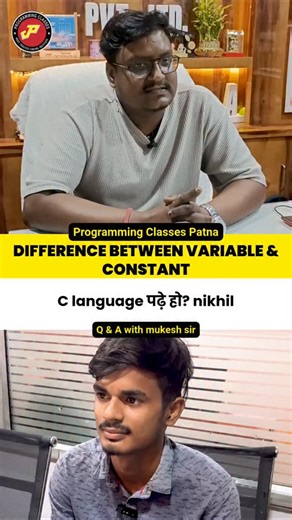 Programming Classes on Instagram: "C Interview Questions | Difference between variable & constant | Programming Classes . . . Follow @programming_classes for more videos . . . . #clanguage #datatypeinc #primarydatatype #coding #programming #webdevelopment #python #javascriptcode #codingcommunity #datatypes #fyd #reelkarofeelkro #reelinstagram #instareel #programmingclasses #mukeshsir"
