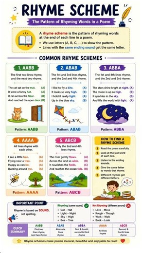 Rhyme Scheme Explained | Types of Rhyme Schemes with Examples | Poetry Basics for Students