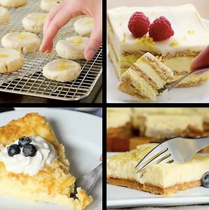 All 4 of these lemon treats have the perfect sweet, yet tart balance. Get the recipes: http://bit.ly/2j0BdKt | Crafty House