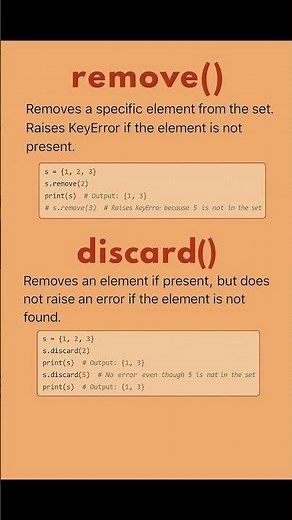 Easy To Learn Python - Set Methods - remove() and discard() function