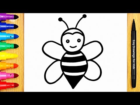 How to Draw a Cute Bee for Kids | Easy Bee Drawing Step by Step | Easy Drawings