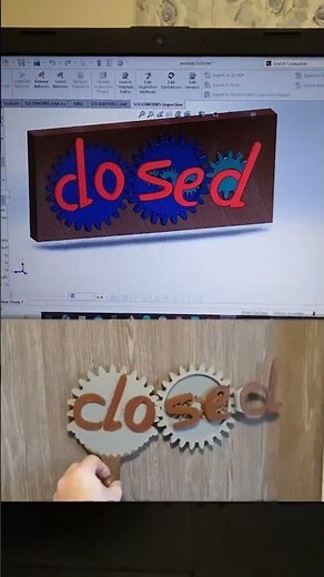Open/closed sign mechanism 🔥✨#gear #engineering #mechanism#motion_study#solidworks