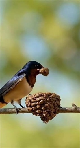 Tiny Bird Builds Perfect Nest 🐦 #Swallow #BirdNest #NestBuilding #Nature