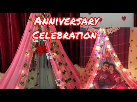 Anniversary decoration ideas at home | Diy canopy | Romantic room | Surprise for husband