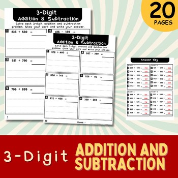 3-Digit Addition and Subtraction Worksheets | Mixed Math Practice for 2nd & 3rd
