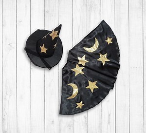 Wizard Cape-witch Hat-witch Costume Kids-halloween Witch Dress-celestial Dress-pinafore Dress-halloween Clothes - Etsy