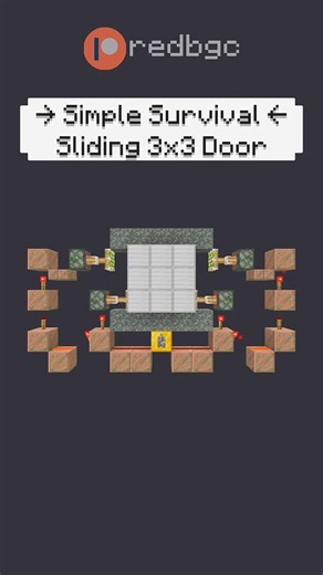 Easy 3x3 Sliding Door For Your Survival World in #Minecraft! #minecraftmemes #gaming #shorts