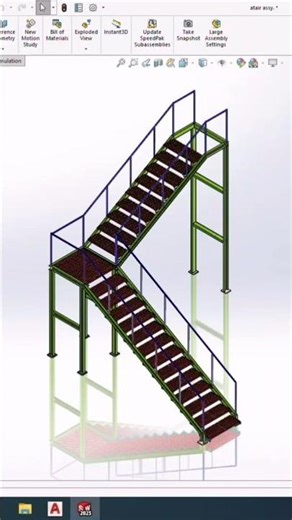 Industrial Staircase Design In SolidWorks | Stairs 3D Modling| Mechanical Design Short