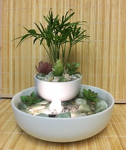 Tranquility Tabletop Water Fountain Garden, Jade, LIVE Palms, Zen #909 - Etsy