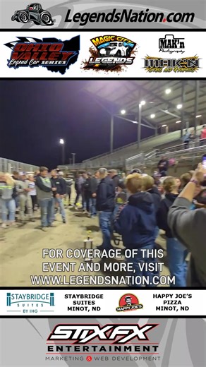 The Legends Semi-Pro drivers celebrate after the trophy presentation of the 2025 Legend Car Dirt Nationals at Nodak Speedway (ND) on Saturday, October 11. #legends #legendsnation | Legends Nation