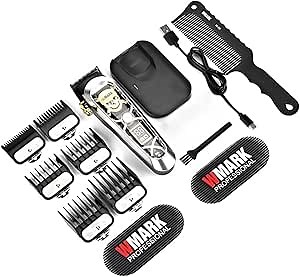 WMARK High Speed Professional Hair Clipper for Men Professional Cordless&Corded Hair Clippers with LCD Display 6 Guide Combs *1comb,Mens NG-130 (Silver)
