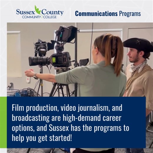 SCCC's Communications programs offer a diverse range of courses to help you hone your skills and explore your creative potential. With access to state-of-the-art equipment, and guidance from our experienced faculty, you'll graduate with a portfolio that showcases your unique vision and talents. Turn your passion into a rewarding career in media and communications! Learn more: https://bit.ly/3OHY3Hu | Sussex County Community College | Facebook