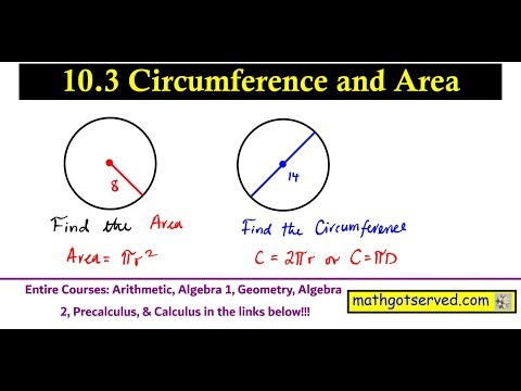 10-3 Find Circumference and Area of Circles 2pi radius pi Diameter Geometry Mathgotserved accuplac