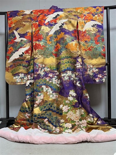 Luxury Uchikake Wedding Kimono – Purple Silk Karakori Brocade With Crane, Pine & Sakura – Japanese Bridal Robe Vintage Artist Piece – Kyoto - Etsy