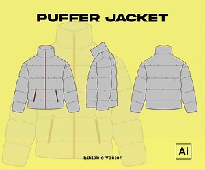 Puffer Jacket Adobe Illustrator Tech Pack / Vector Drawing Editable - Etsy UK