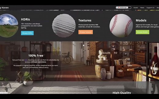 免费hdr，模型，贴图素材库 Poly_Haven发布！