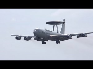 Whistling old PW TF33 engines of Boeing E-3 Sentry (NATO AWACS) landing at Nato Days 2016. HQ audio.