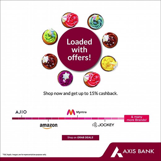 83K views · 720 reactions | Get the best and biggest offers! Shop via GRAB DEALS and get up to 15% additional cashback on 20+ major brands all year round using Axis Bank Debit or Credit Cards. Know more: grabdeals.axisbank.com. | Axis Bank | Facebook